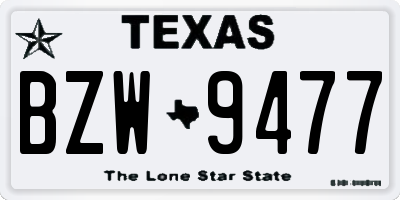 TX license plate BZW9477