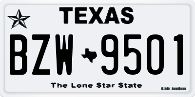 TX license plate BZW9501
