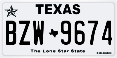 TX license plate BZW9674