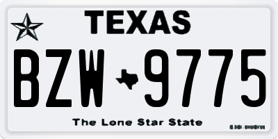 TX license plate BZW9775