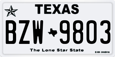 TX license plate BZW9803
