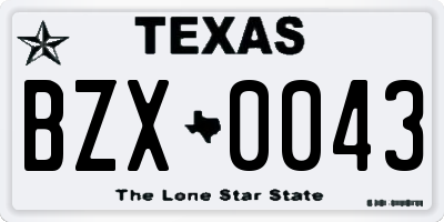 TX license plate BZX0043