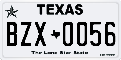 TX license plate BZX0056
