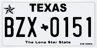 TX license plate BZX0151