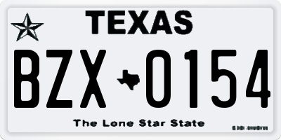 TX license plate BZX0154