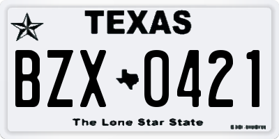 TX license plate BZX0421