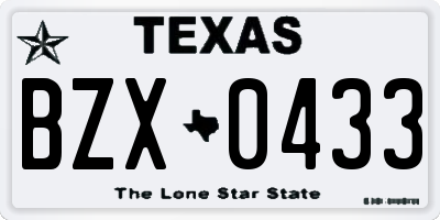 TX license plate BZX0433