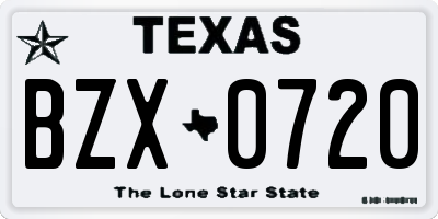 TX license plate BZX0720