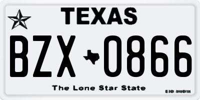 TX license plate BZX0866