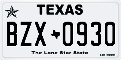 TX license plate BZX0930