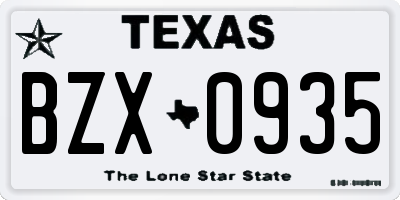 TX license plate BZX0935