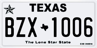 TX license plate BZX1006