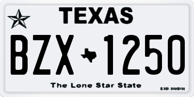 TX license plate BZX1250