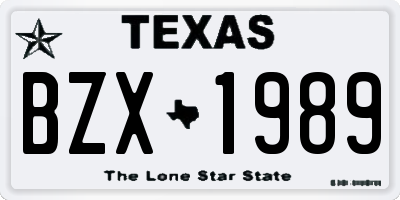 TX license plate BZX1989