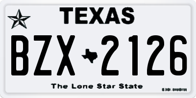 TX license plate BZX2126