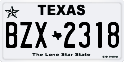 TX license plate BZX2318