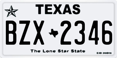 TX license plate BZX2346