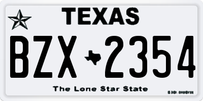 TX license plate BZX2354