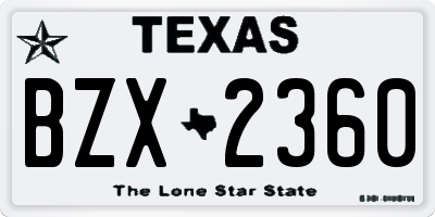 TX license plate BZX2360
