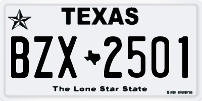 TX license plate BZX2501