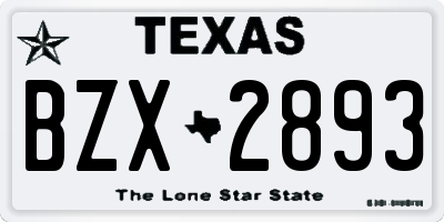 TX license plate BZX2893