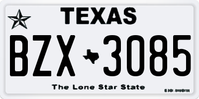 TX license plate BZX3085