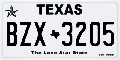 TX license plate BZX3205