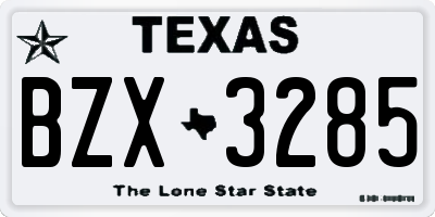 TX license plate BZX3285