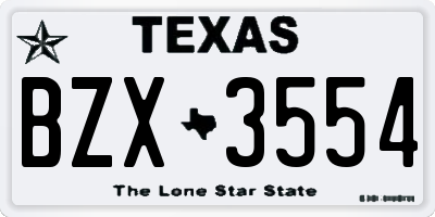 TX license plate BZX3554