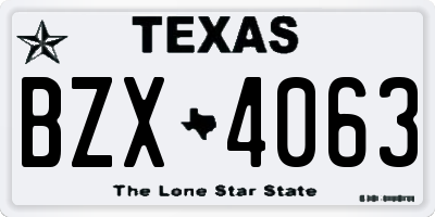 TX license plate BZX4063
