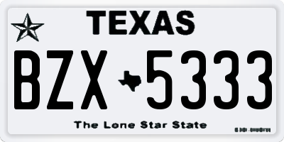 TX license plate BZX5333