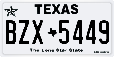 TX license plate BZX5449
