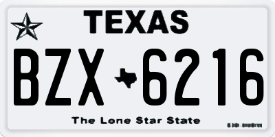 TX license plate BZX6216