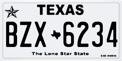 TX license plate BZX6234