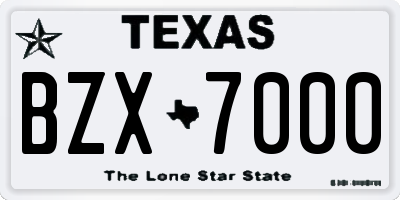 TX license plate BZX7000