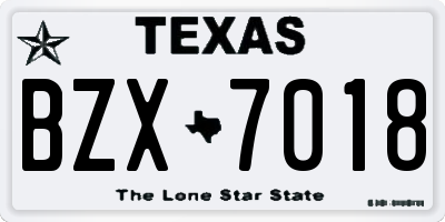 TX license plate BZX7018