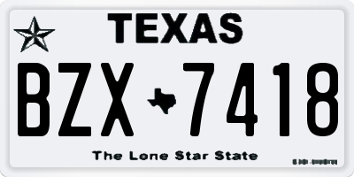 TX license plate BZX7418