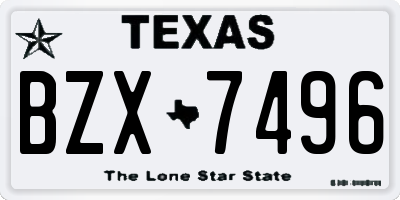 TX license plate BZX7496