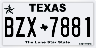TX license plate BZX7881