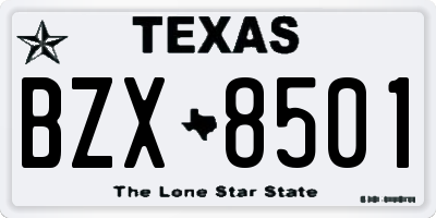 TX license plate BZX8501