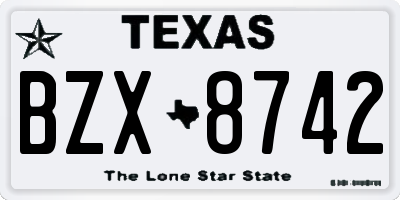 TX license plate BZX8742