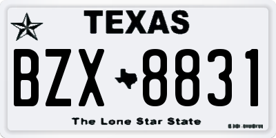 TX license plate BZX8831
