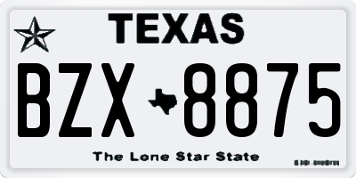 TX license plate BZX8875