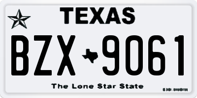 TX license plate BZX9061