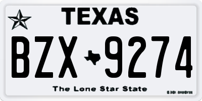 TX license plate BZX9274