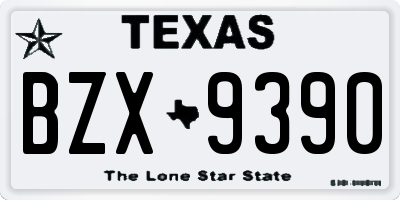 TX license plate BZX9390