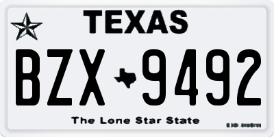 TX license plate BZX9492