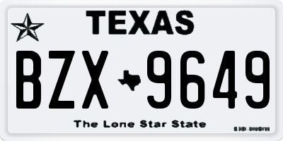 TX license plate BZX9649