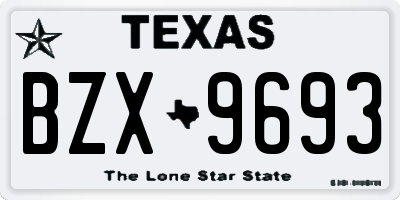 TX license plate BZX9693