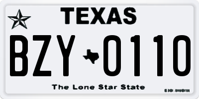 TX license plate BZY0110